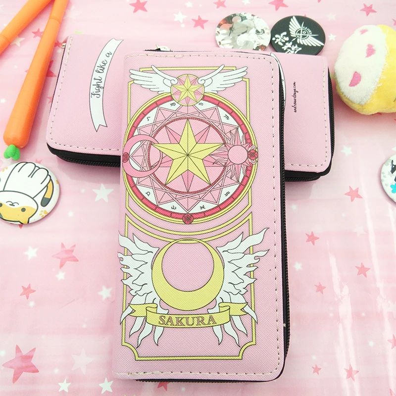 Аниме Cardcaptor Sakura кошелек Cardcaptor Sakura Kinomoto длинный кожаный женский клатч на молнии для денег милые сумки