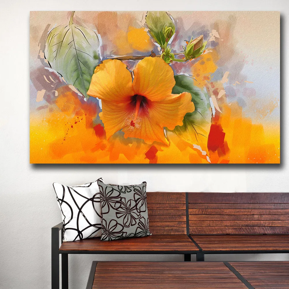 Wxkoil Wall Picture Yellow flower background Home Decor On Canvas