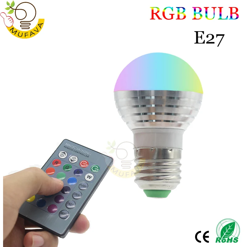 1 шт. E14 E27 GU10 RGB светодиодный светильник 3 Вт 5 Вт 9 Вт 110 В 220 В 16 изменение цвета RGB Лампочка светильник+ пульт дистанционного управления для бара KTV украшения