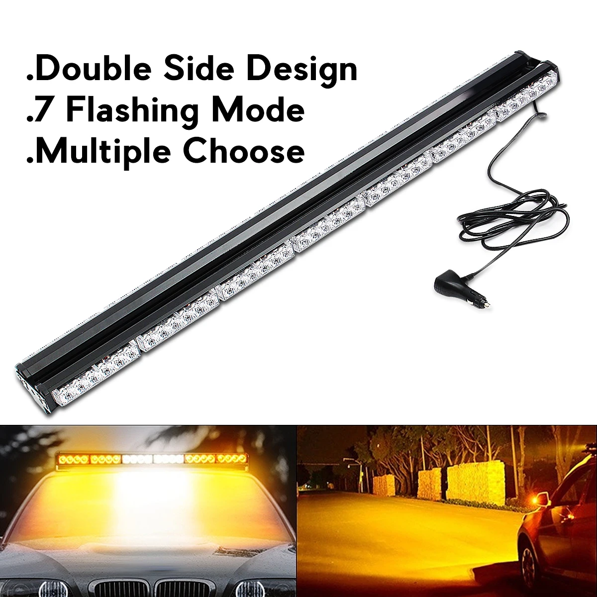 

New 84Led Double Side Vehicle Flash Light Bar Beacon Emergency Light Storbe Amber White Color 12V 24V Professional Led Lighting