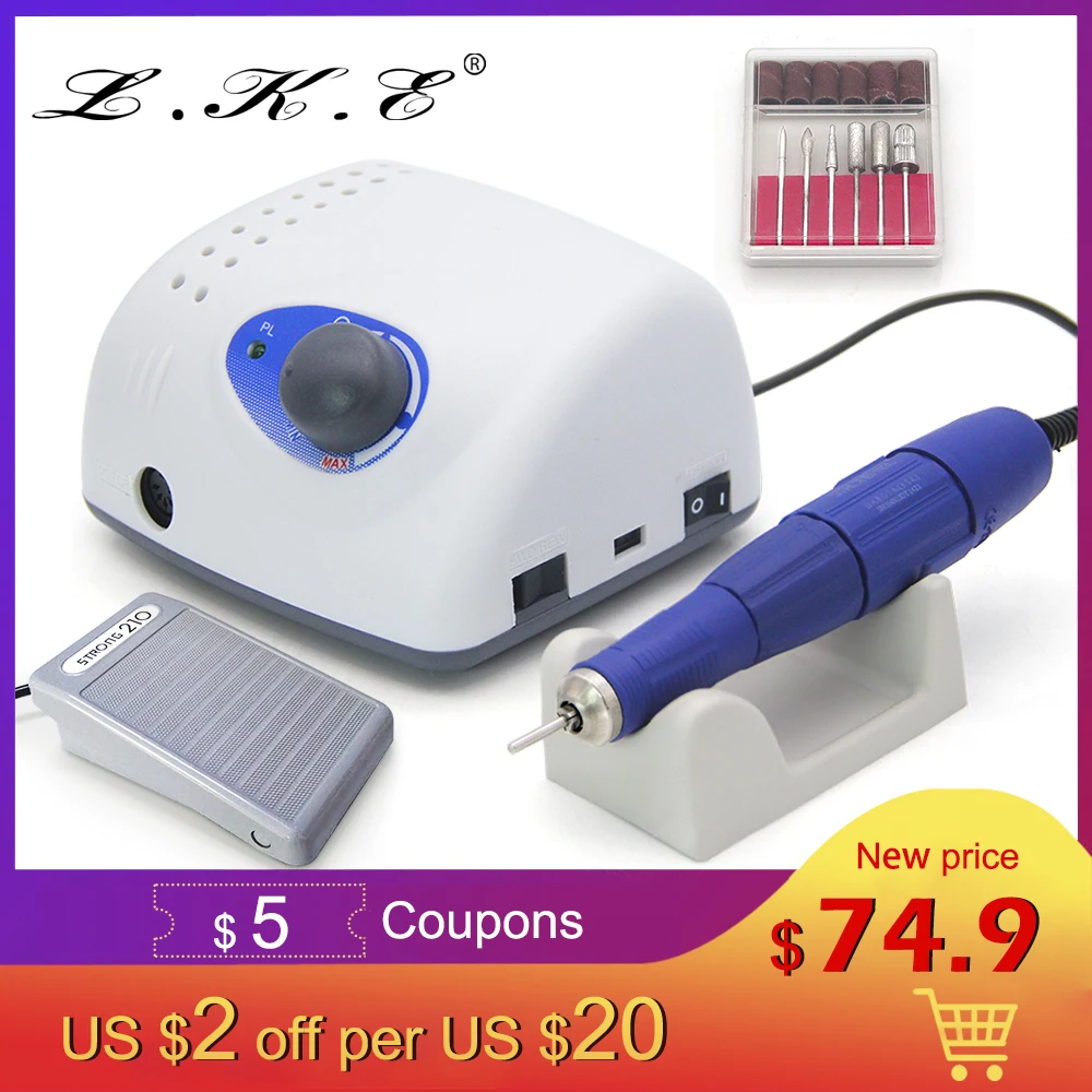 

LKE Nail Drills Manicure Machine 65W Strong 210 102L Electric Nail Drills 35000RPM Accessory Nail Art Equipment Manicure tools