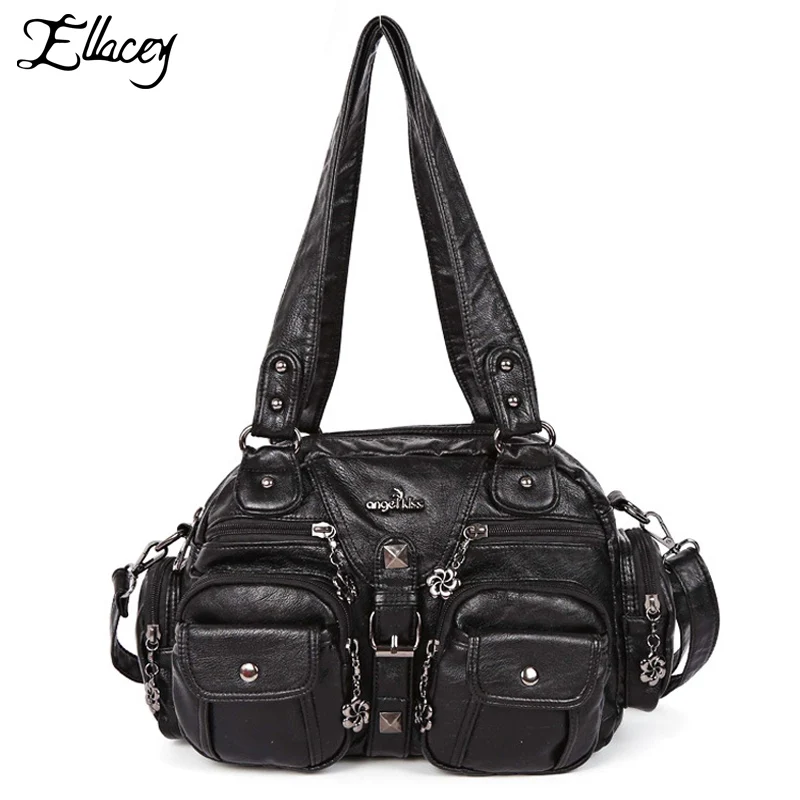 

New Vintage Hobos Women's Bag Fashion Soft Leather Handbag Moto Biker Messenger Women Crossbody Shoulder Bags Casual Totes