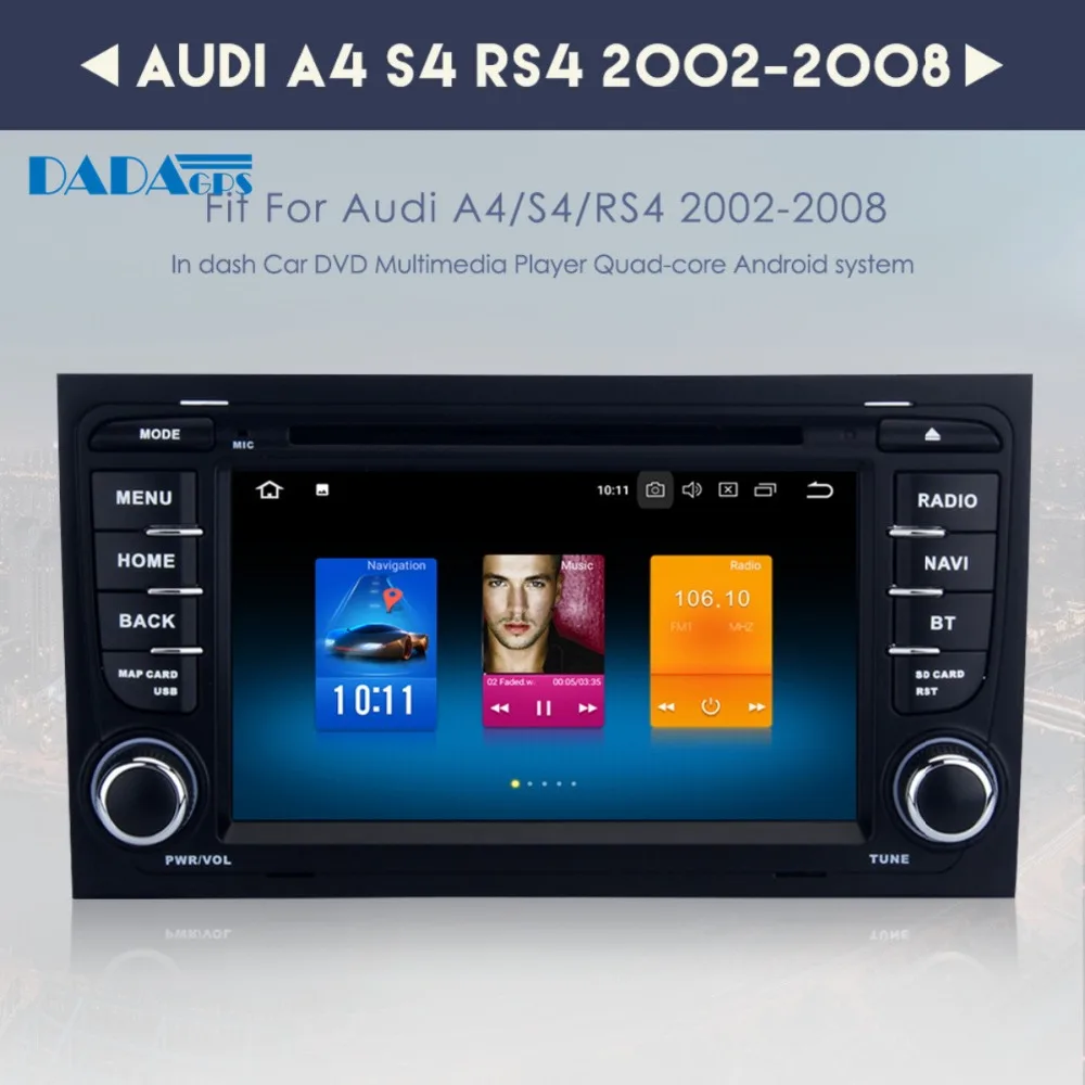 Discount 7" 2 din Car DVD Player Android 8.0 4+32GB 8 Core for Audi A4 S4 RS4 2002-2008 Radio GPS Map Navigation Stereo Audio Multimedia 4