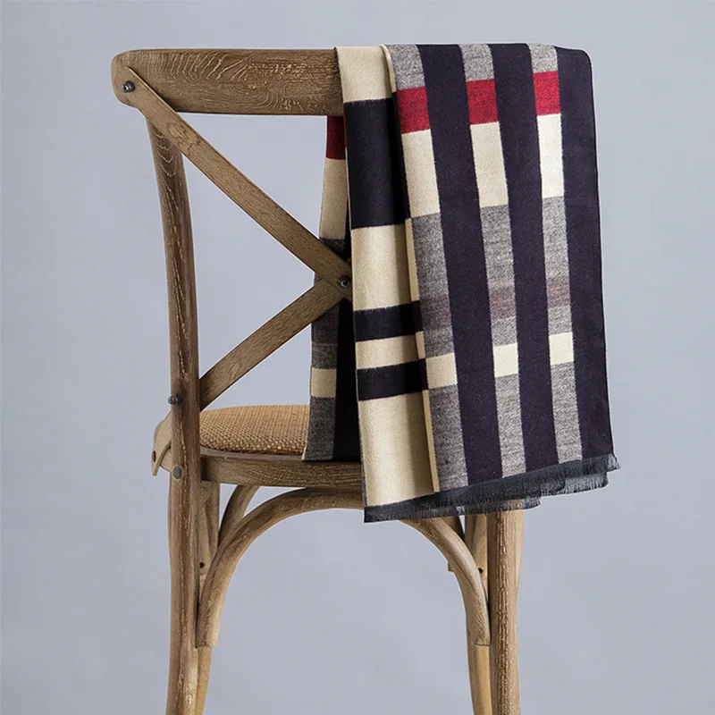 

New Men's Vintage Soft Plaid Scarves Simple Business Winter Thickened Warm Scarf Geometric Classic Cashmere High Quality Brand