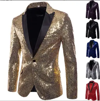 

European and American performance dress gold sequins suit nightclub stage personality fashion suit men's blazers jacket