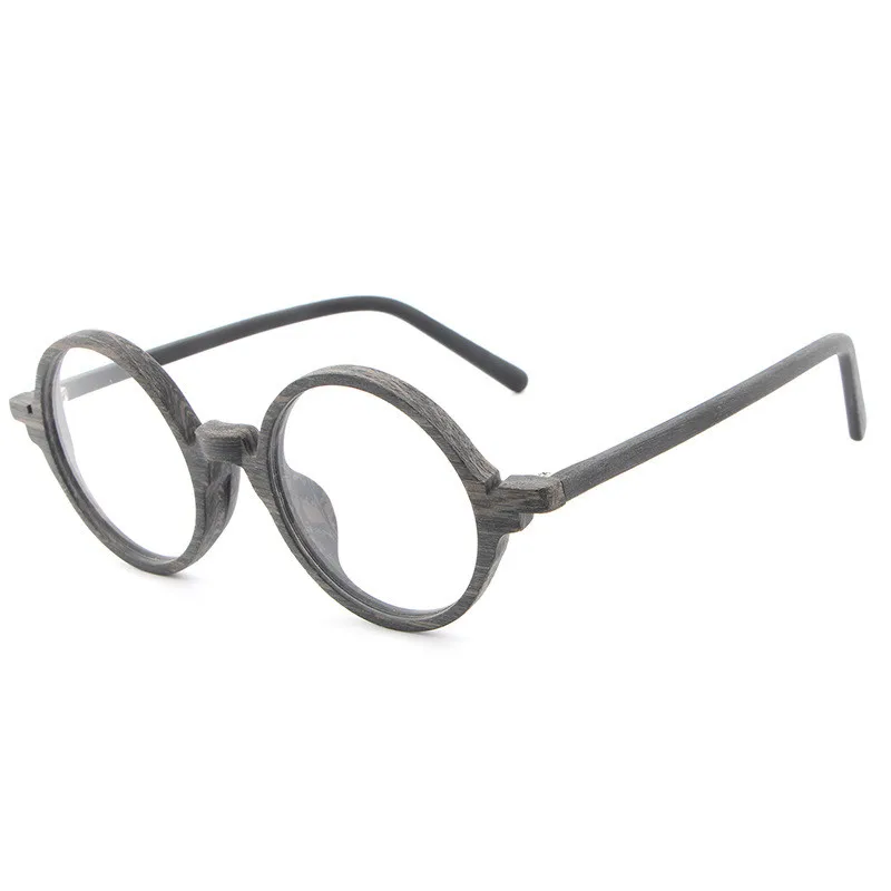 Cubojue винтажные круглые очки для мужчин и женщин маленькое лицо ацетатная оправа для очков с оптическими линзами деревянное зерно качество чехол бесплатно Ретро - Цвет оправы: C98
