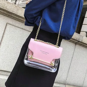 

1 Pcs Women Lady Shoulder Crossbody Bag Chain Transparent Waterproof for Mobile Phone Best Sale-WT