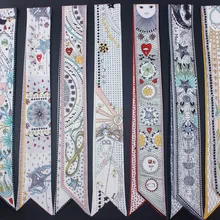 Таро серии дизайн обтягивающий шарф 12 Созвездие печати женский шелковый шарф маленькая ручка сумка ленты женские головные шарфы и палантины