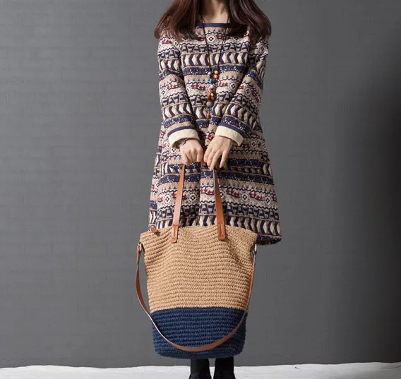 beige pakas Осенняя Женская одежда, утепленные женские платья, одежда из хлопка/льна, европейские платья из хлопка с наполнителем для беременных, осенние платья - Цвет: beige pakas