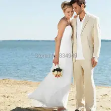 Льняные костюмы цвета слоновой кости пляжные свадебные костюмы для мужчин портняные льняной костюм на заказ смокинг жениха, идеальный выбор для жаркого лета свадьбы