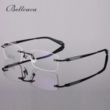 Bellcaca, мужская оправа для очков из чистого титана, без оправы, компьютерные оптические прозрачные линзы, оправа для очков для мужчин, BC268