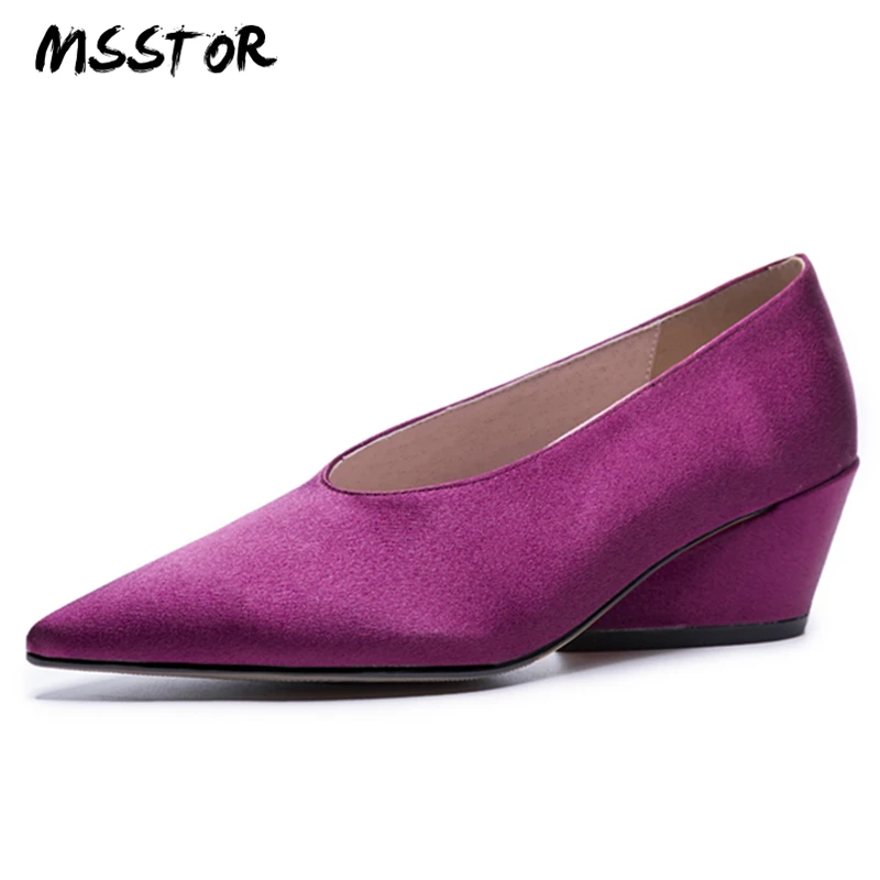

MSSTOR Pointed Toe Purple Shoes Women High Heel Fashion Plus Size 33-43 Party Slip On Shoes For Women Strange Style Spring Pumps