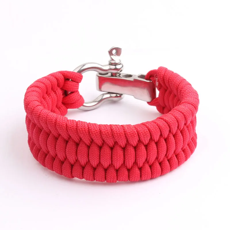 الفولاذ المقاوم للصدأ قابل للتعديل تكبل سوار باراكورد للبقاء على قيد الحياة ، سوار Paracord قابل للتعديل بقاء سوار كرة القدم سوار