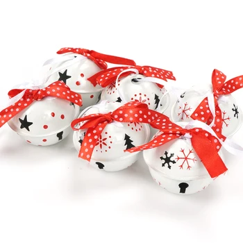 

christmas tree decorations for home 6pcs red white metal ball with ribbon 50mm 3 types christmas tree supplies hanging bell 2020