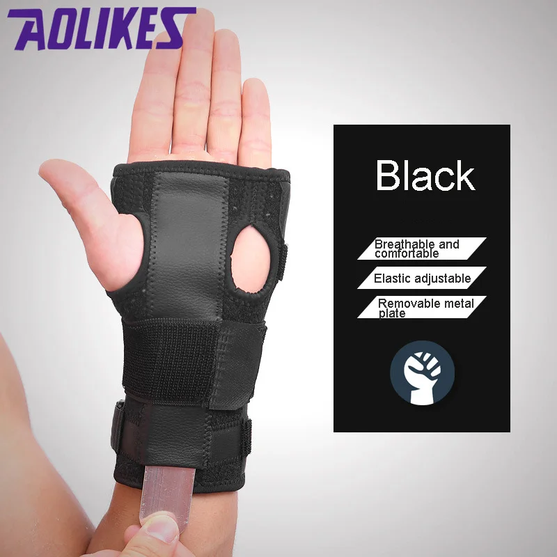 AOLIKES, 1 шт., ручные браслеты, регулируемый браслет, стальной браслет, фиксатор запястья, фиксатор запястья, шина, переломы, карпальный туннель, спортивный эластичный