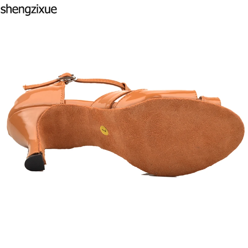 Shengzixue абрикос PU Для женщин Softsole Обувь для танцев бальный/латинская Samba Обувь для танцев каблук 5 см-10 см высота