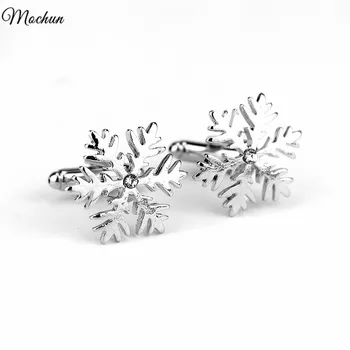 

MQCHUN High Quality Sliver Color Snowflake Flower Cufflinks Luxury Mens Cufflinks Brand For Mens Wedding Jewelry abotoadura
