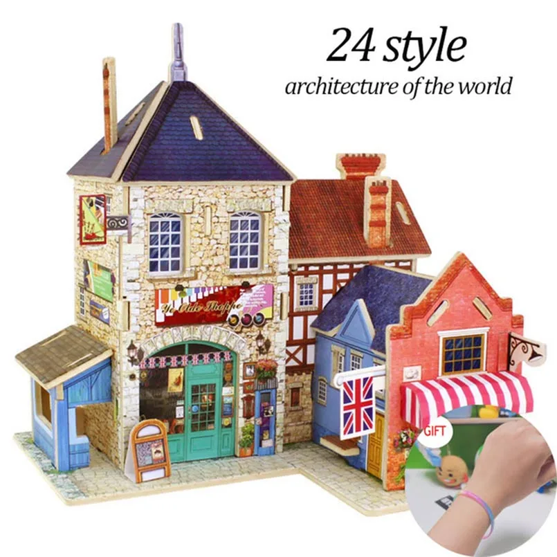 

24 Styles Diy Wooden House for Dolls Miniature Home Building Model Puzzle Toy Doll House Furniture Accessories Toy Gift for Kids