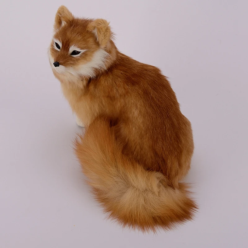 Simulation Fox Model Home Decorations Yellow Fox Ornaments Fox Plush Toy  Toys Gift Photography Props 35X28X25cm DY80047 From Dorimytrader, $34.98