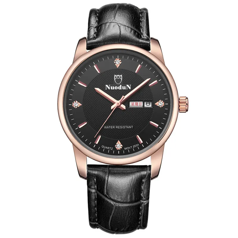 Luxury Watch Men Quartz Watch Water Resistant Week Display Mens Brown Leather Band Mens Watches Orologio