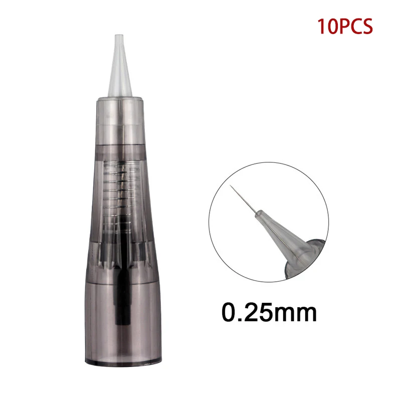 10pcs 0.25 1R Needle Черный Перманентный макияж машина Татуировка ручка для бровей/глаз/губ Электрический Стабильный Прочный татуировки пистолет dermografo автомобиль - Цвет: 10pcs 0.25 1R Needle