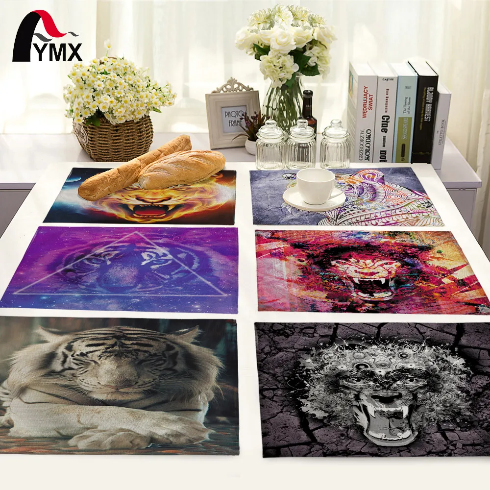 Animal Printing Cotton Table Napkins Polyester Dinner Cloth Hotel For Wedding Party Decoration Tiger Mat | Дом и сад