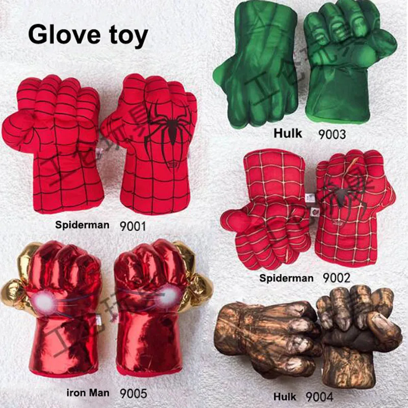 

ZSIIBO Trend Hulk Fist Spider-Man Iron Man Gloves Role-playing Hulk Movies Around Boxing Plush Children's Toys
