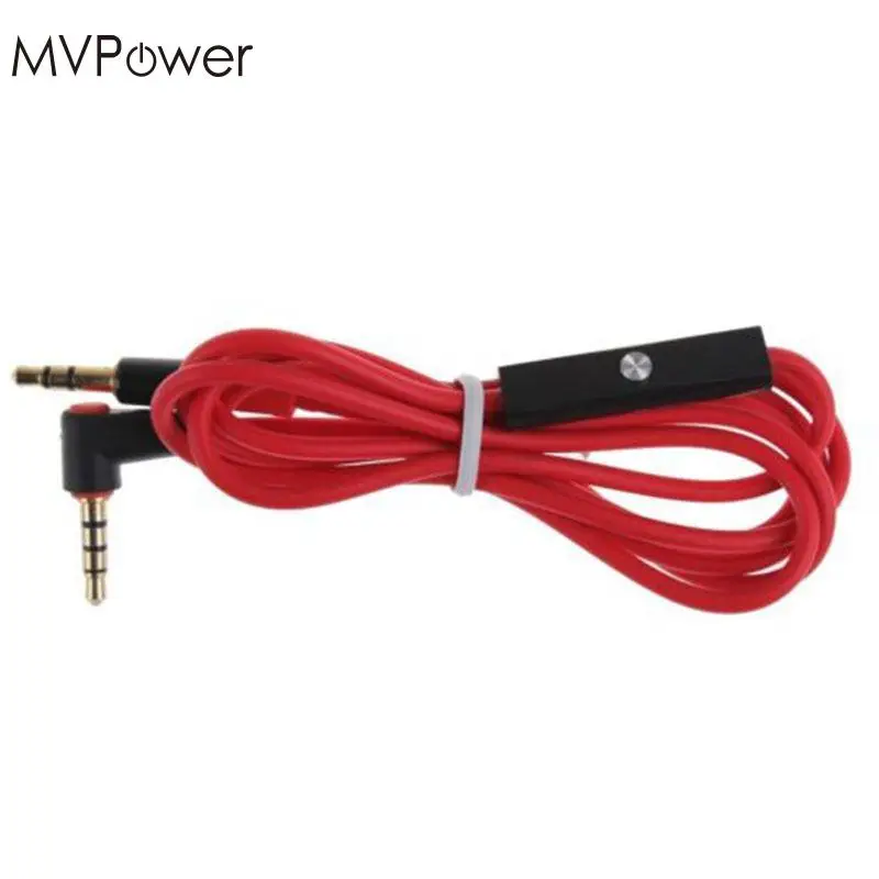 

MVpower 3.5mm Male to Male Audio Aux Cable Cord L Jack Support Mic Headphone Red Color 1.2m Length