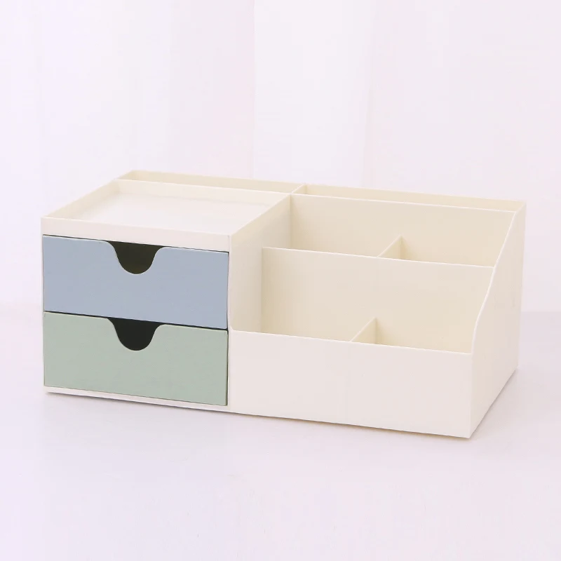 Green Blue 2 Layer BNBS, офисные многофункциональные настольные хранилища для всяких мелочей, маленький ящичек, коробка-органайзер для макияжа и помады, пластиковый контейнер для бижутерии и косметики - Цвет: Green Blue 2 Layer