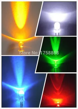 

XIASONGXIN LIGHT 5 Values x 20pcs = 100pcs 5mm white red yellow blue green Straw Hat Water Clear Super bright Wide Angle LED F5