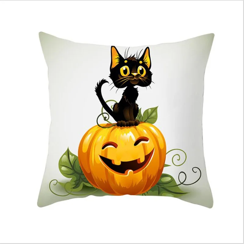 Cute Cat Halloween Decoration Pillow Case Happy Birthday Sofa Cushion Cover Case Xmas Party Pillowcase Gifts - Color: 26