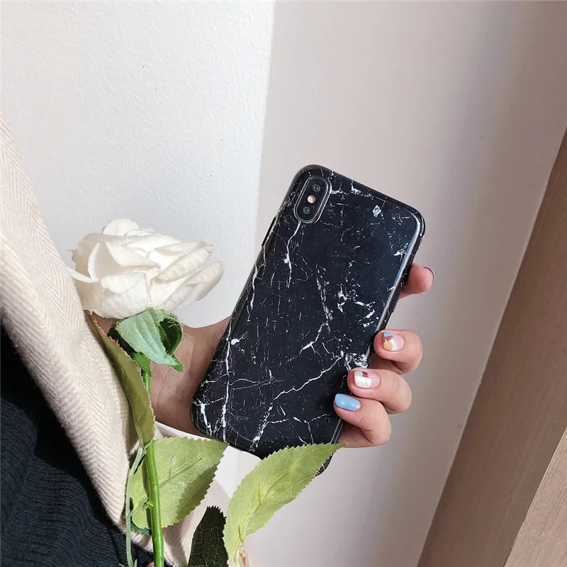LUDI Vintage Marble Pattern Phone Case for iPhone 7 Cases for iPhone X 6 6s 8 7 Plus Soft Silicon Black Blue Glossy Coque Capas 01_