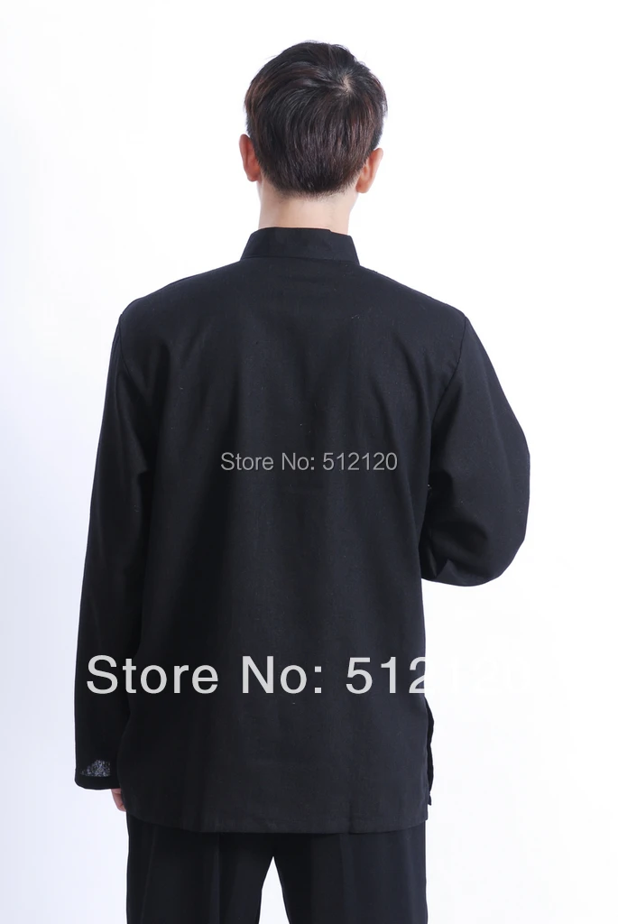 Shanghai Story Long Sleeve Chinese Traditional clothing solid Cotton and linen shirt mandarin collar kung fu shirt for man