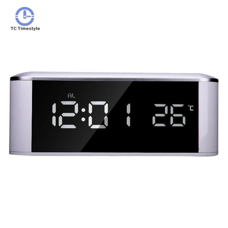 

Lamp Night Light Alarm Clock Usb Electronic Backlight Desktop Digital Table Clocks Led Mirror Thermometer Display Watch