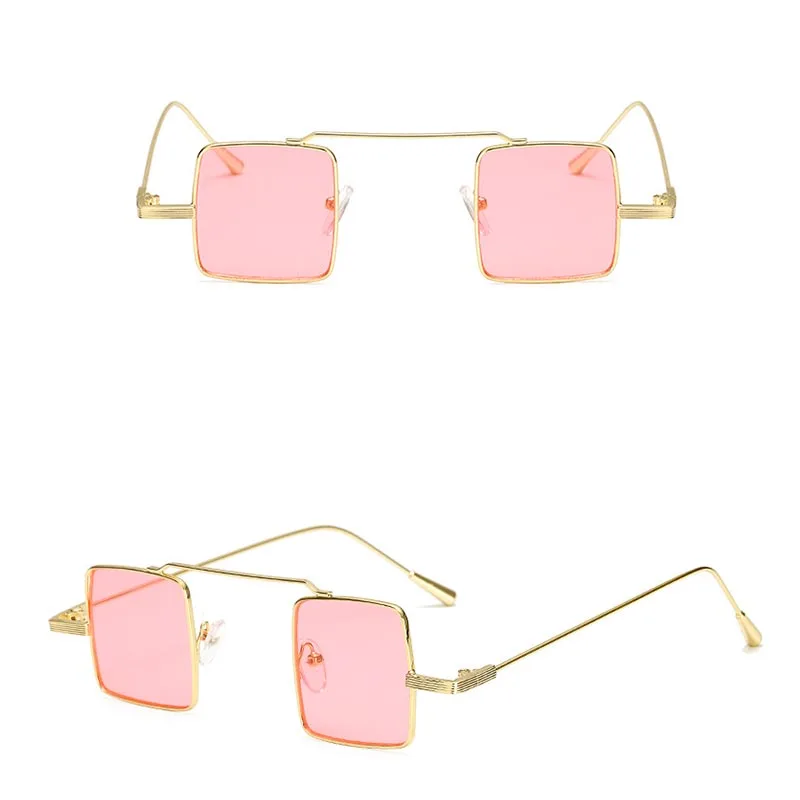 LeonLion, винтажные Квадратные Солнцезащитные очки карамельного цвета, женские, брендовые, дизайнерские, маленькая оправа, сплав, океанские линзы, солнцезащитные очки, отражающее зеркало - Цвет линз: Gold Pink