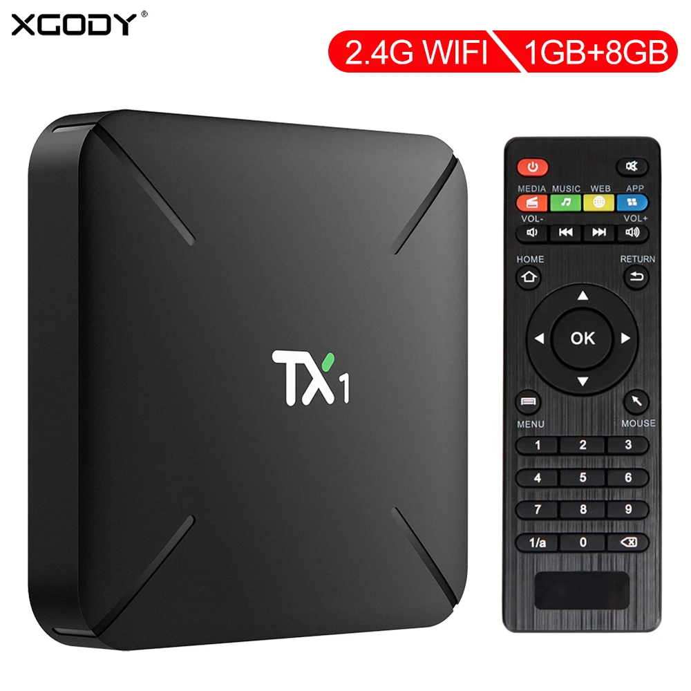 XGODY TX1 H3 Смарт ТВ коробка Android 7 1 Allwinner Quad core Media Player ГБ 8 4 K HD 2 4G WI FI H.265 Декодер каналов