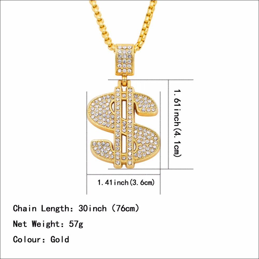 В стиле хип хоп с полным паве со стразами золотые Цвет Bling лед из доллар США