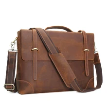 ROCKCOW Vintage Crazy Horse Leather Laptop Messenger Bag, Leather Briefcase Business Men’s Bag 0342