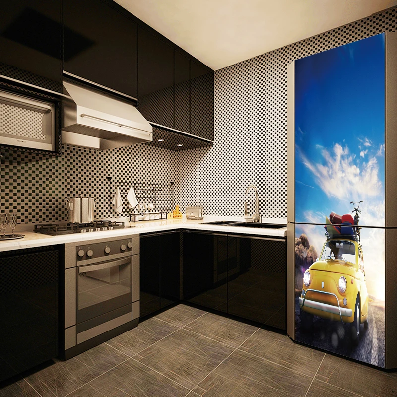 DIY 3D яркие автомобильные водостойкие обои самоклеющиеся наклейки на холодильник на дверь холодильника Наклейка на стену s домашний декор