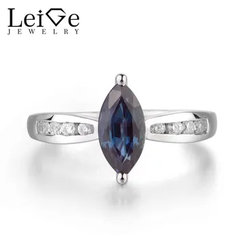 

Leige Jewelry Alexandrite Wedding Ring Alexandrite Ring Marquise Cut Color Changing Gems 925 Sterling Silver June Birthstone