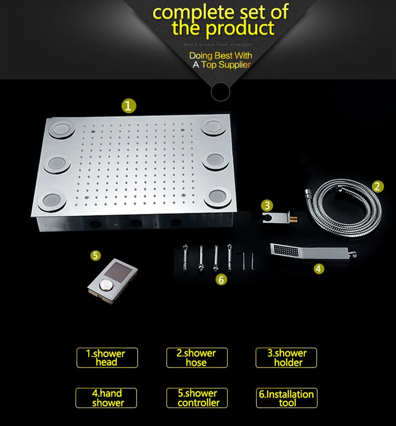 Digital Thermostatic Shower Set Controller Touch Control Panel Modern Luxury European Style SUS304 Rainfall Bathroom LedCeiling (17)