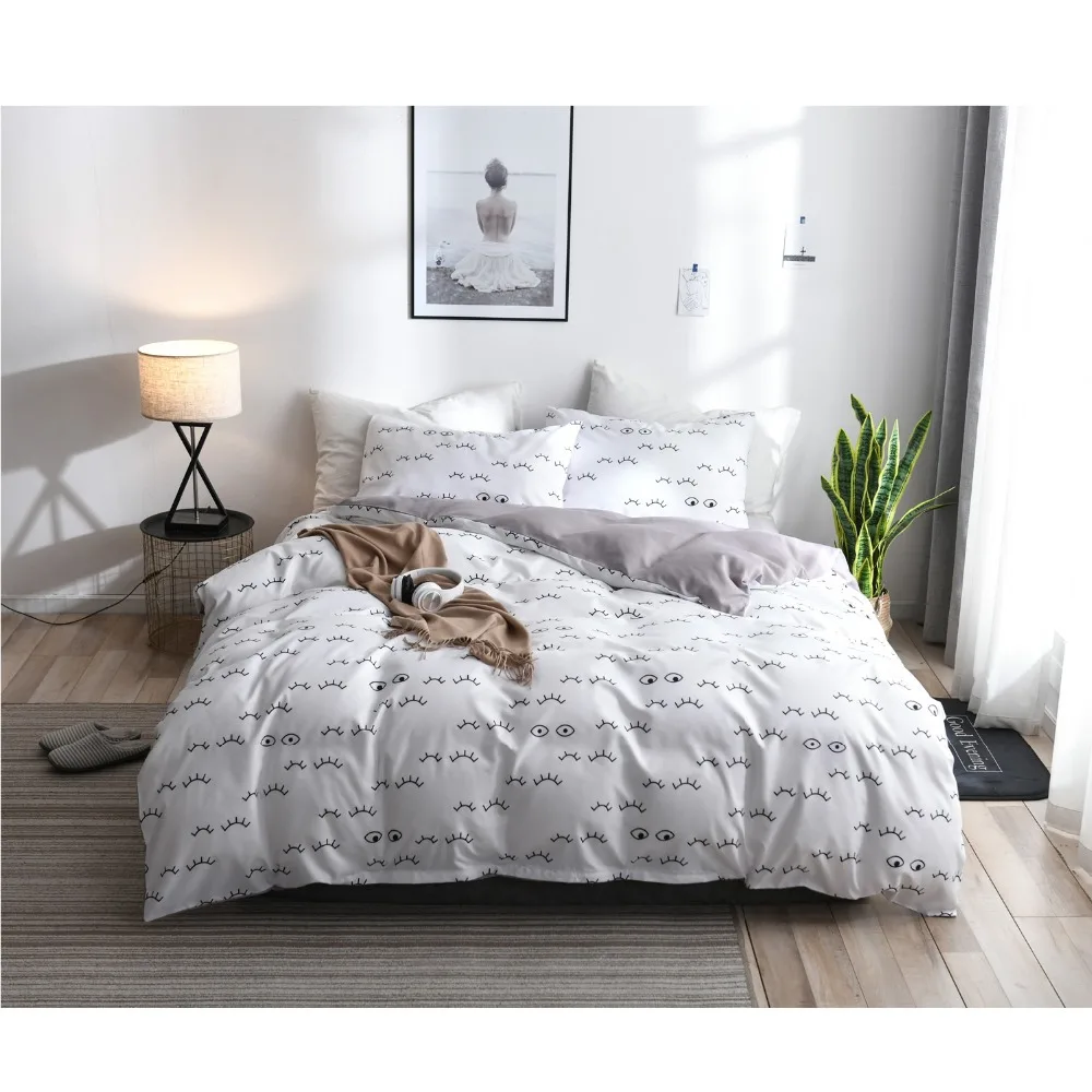 

Eyelash printed duvet cover set king queen full twin double single size bedding set super soft bed set for home hotel bedding