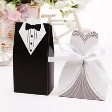Hot sale New 4000 Pcs Bridal Gift Cases Groom Tuxedo Dress Gown Ribbon Wedding Favor Candy Box