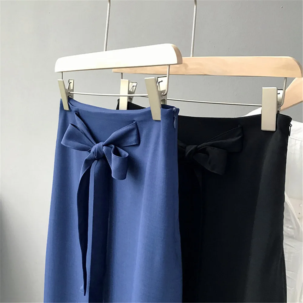 HIGH QUALITY Belt&Zipper Chiffon Skirt 2018 Summer Vacation&Office&Casual Solid Skirt For Women Vintage Bandage Skirts Female (10)