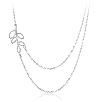 

Europe And The United States Foreign Trade Simple Metal Leaf Jewelry Leaves Double Chain Short Necklace Clavicle Necklace Choker