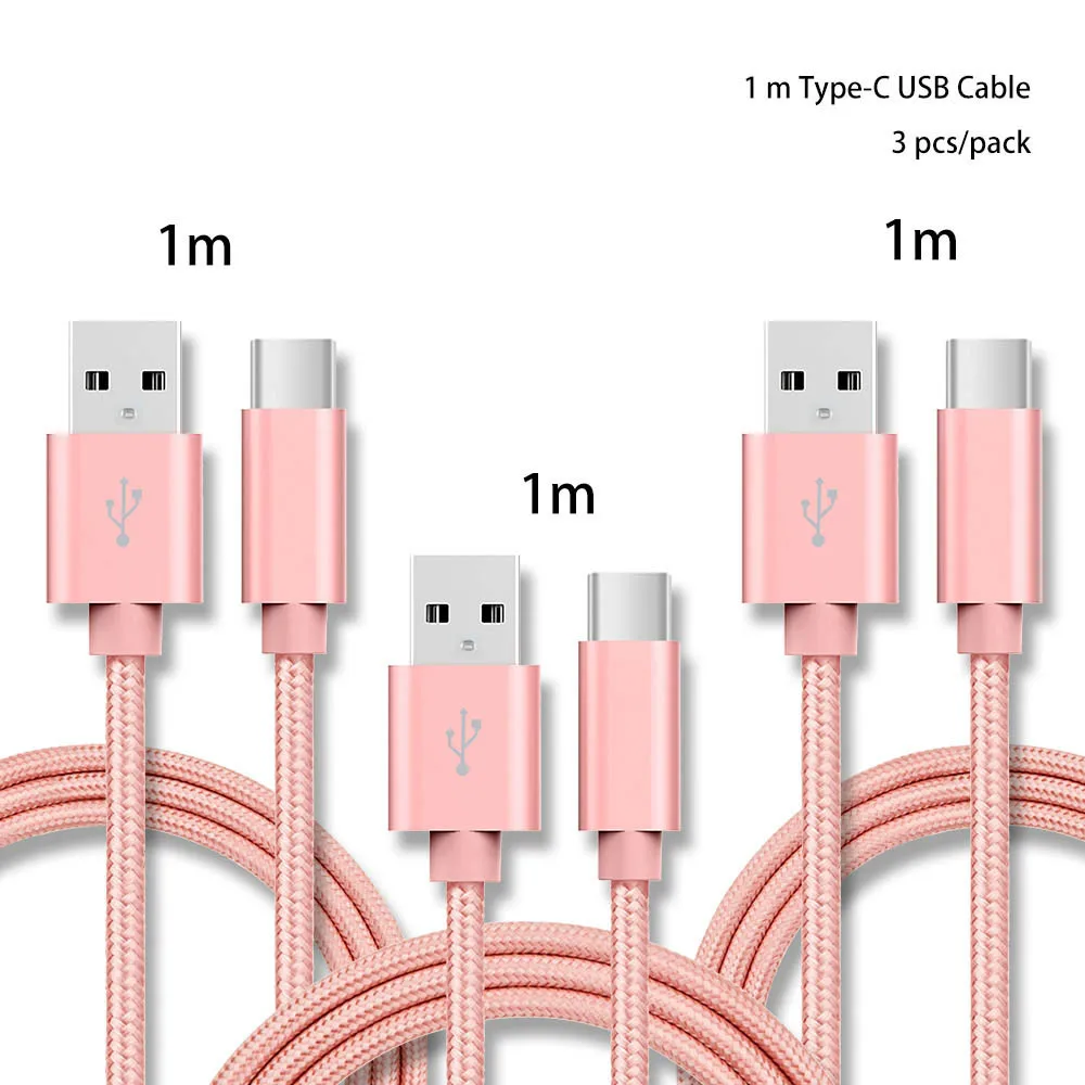 Нейлоновый USB кабель для зарядки и передачи данных 1 м 3 шт./упак. 5 В а Samsung S10/LG G6/Huawei