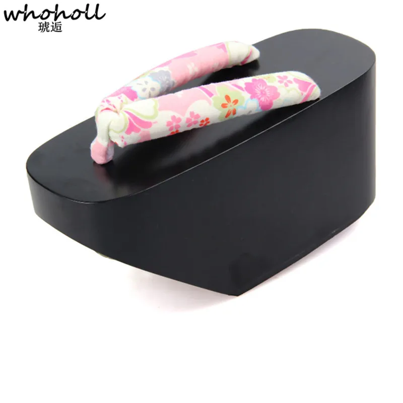 WHOHOLL Geta Female Flip-flop Japanese Style Geisha Clogs Cosplay Costumes 10cm Thick Platform Wooden Clogs Kimono Slippers