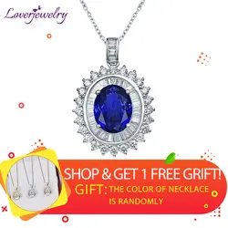 LOVERJEWELRY фантастический Овальный Форма натуральный Танзанит Свадебная подвеска, ожерелье реальная 18-каратного белого золота круглый багет