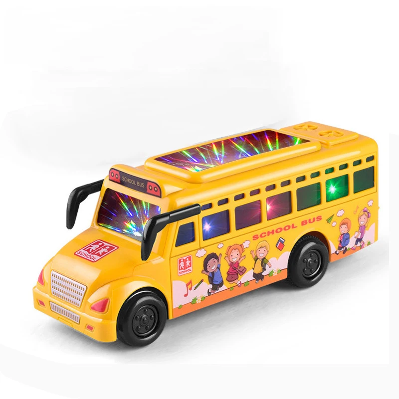 Children's Baby Toys Car Cute Safety Plastic Bus Luminous Flash School