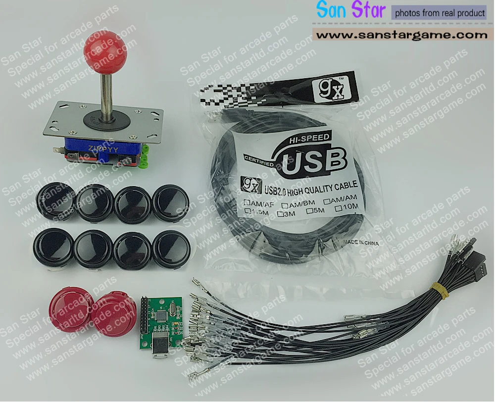 

Free Shipping DIY Arcade parts Bundles With Arcade Controller+Joystick+Push button Arcade Games Parts